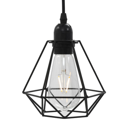 Taklampa med diamantdesign svart 3 x E27-lampa