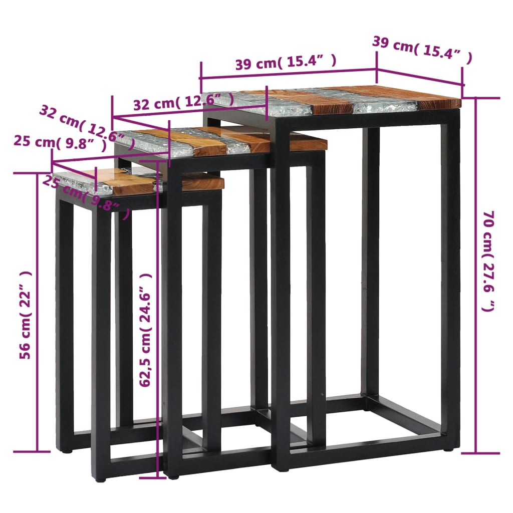 Kattopöytä teak 3 kpl