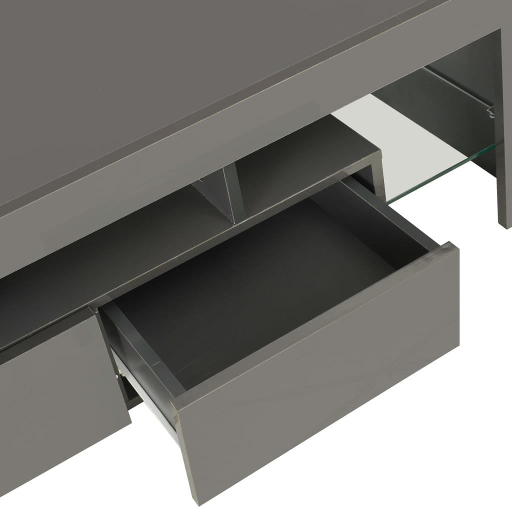 TV-Möbel Högglans Grå TV-Bänk LED-lampor 130x35x45 cm