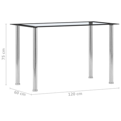 Ruokapöytä musta ja läpinäkyvä 120x60x75 cm karkaistu lasi