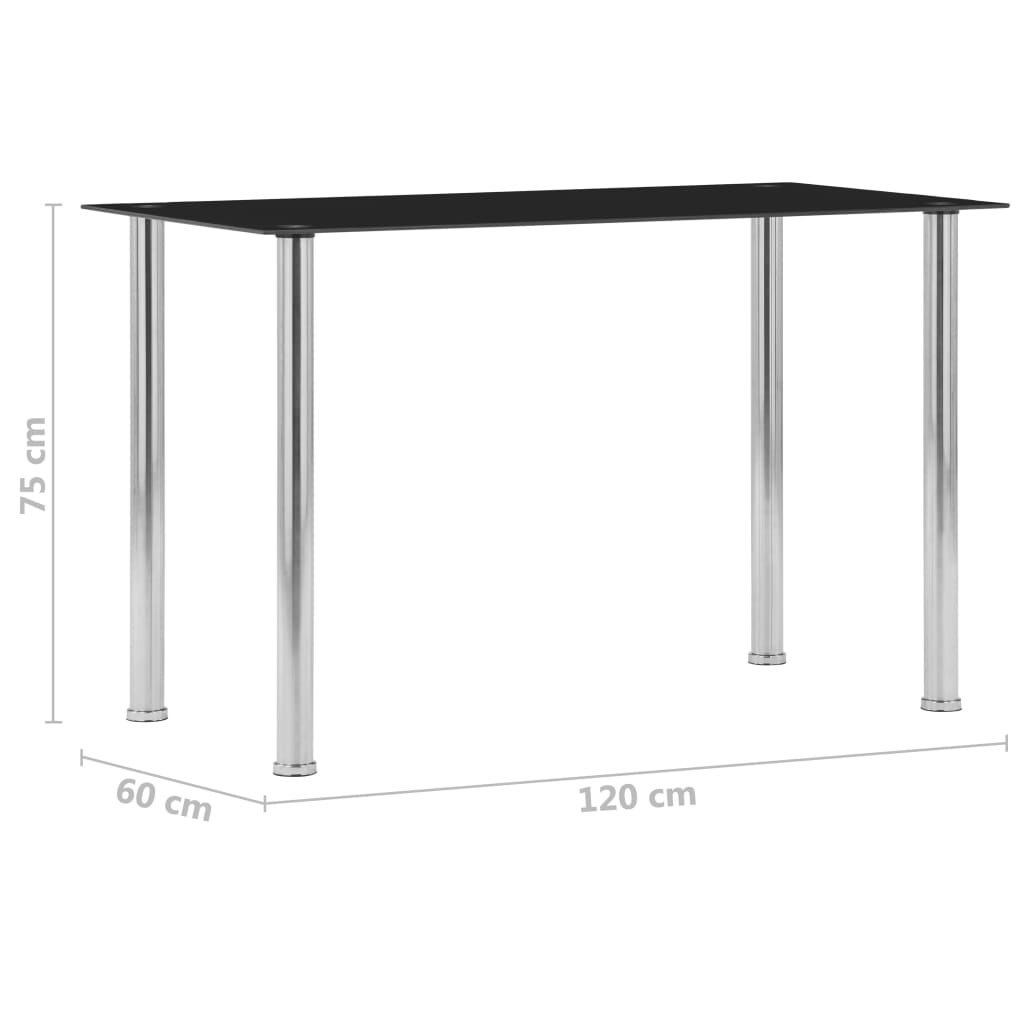 Matbord svart 120x60x75 cm härdat glas