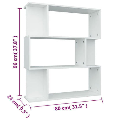 Valkoinen kirjahylly 80x24x96 cm