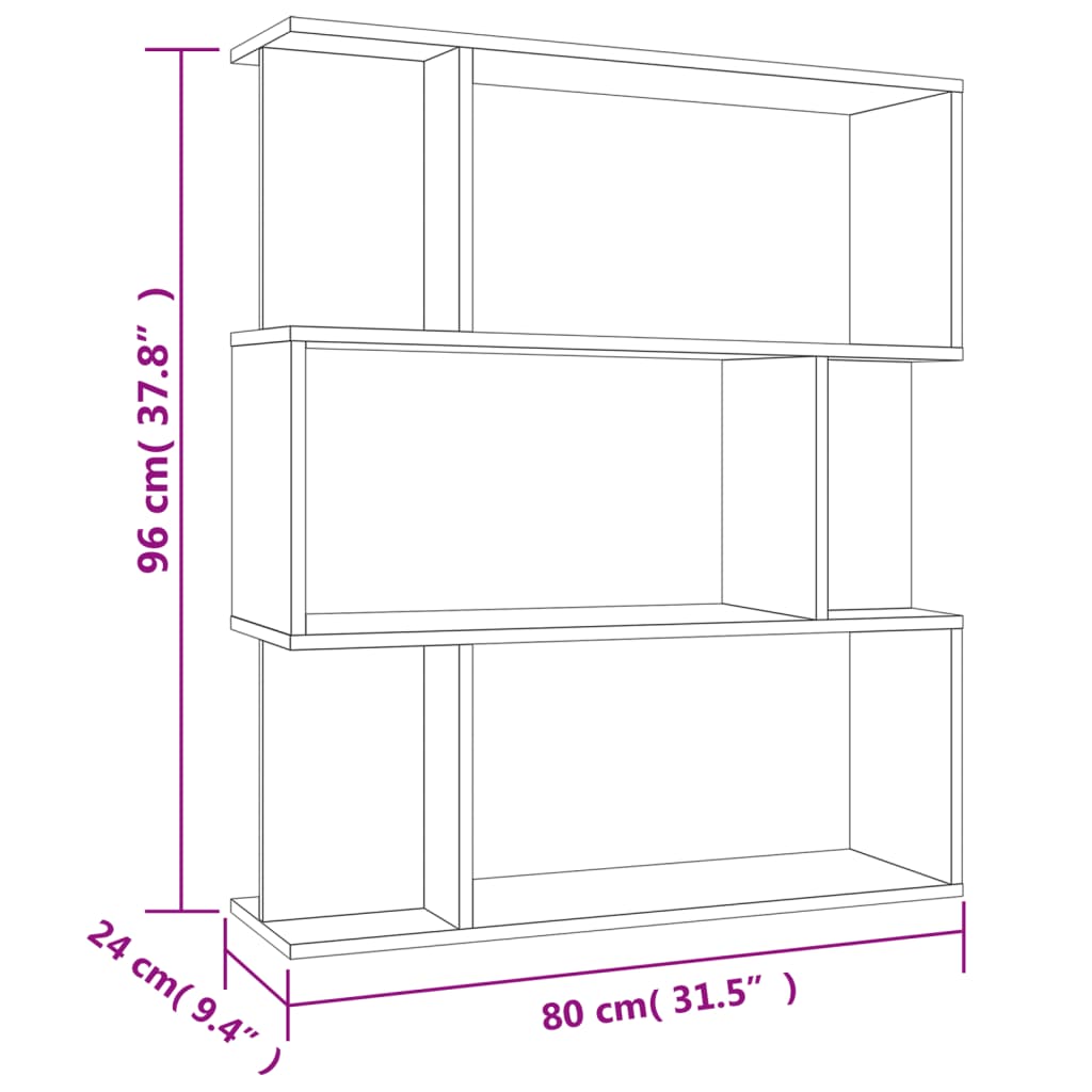 Kirjahylly betonin harmaa 80x24x96 cm