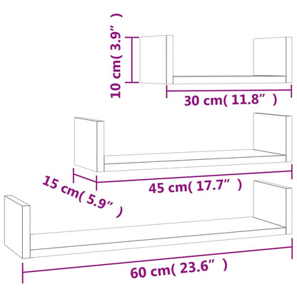 Seinähylly betonin harmaa 3 kpl