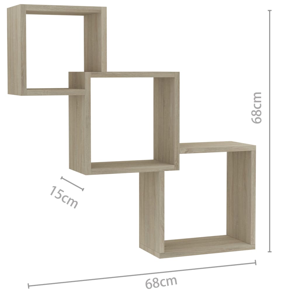 Kirjahylly Cube hyllyt sonomaek 68x15x68 cm