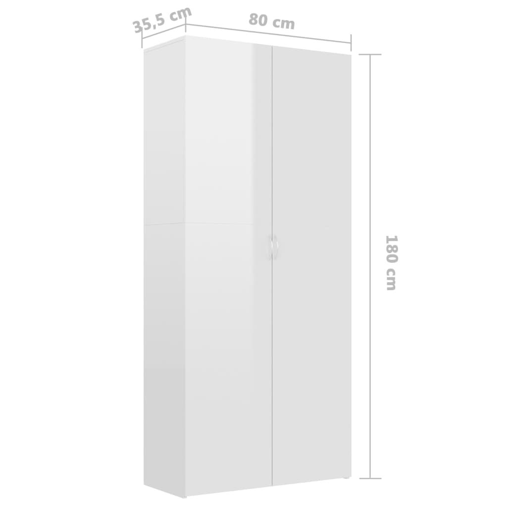 Skoställ Skoskåp vit högglans 80x35,5x180 cm