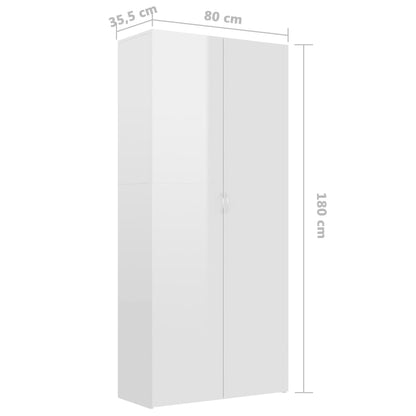 Skoställ Skoskåp vit högglans 80x35,5x180 cm