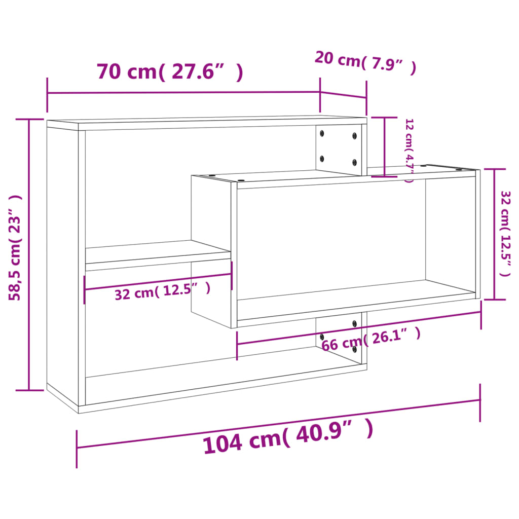 Seinähylly betonin harmaa 104x20x58,5 cm