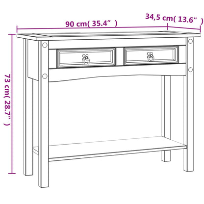 Avlastningsbord konsolbord vit möbelserie MEXIKANA furu 90x34,5x73 cm