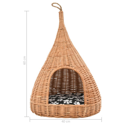 Kissansänky Kissan talo tyynyllä 40x60 cm luonnonpaju tipi