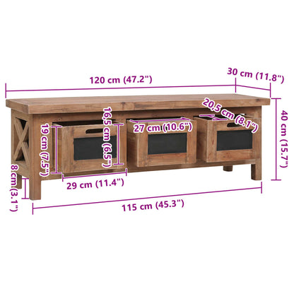 TV-möbel massiv trä mahogny TV-bänk med 3 lådor 120x30x40 cm