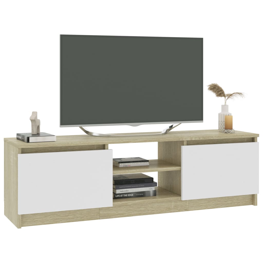 TV-möbel sonoma ek TV-bänk vit och 120x30x35,5 cm