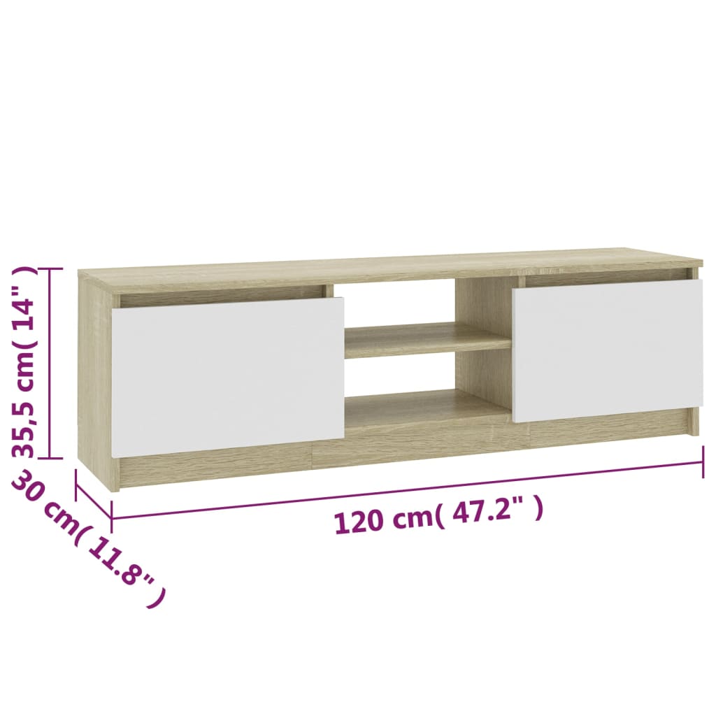 TV-möbel sonoma ek TV-bänk vit och 120x30x35,5 cm