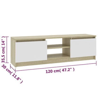 TV-möbel sonoma ek TV-bänk vit och 120x30x35,5 cm