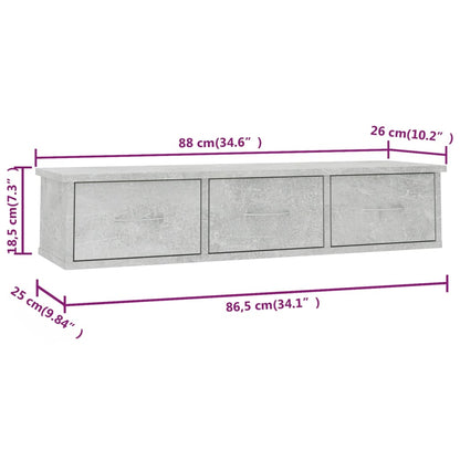 Seinäkaappi betonin harmaa 88x26x18,5 cm