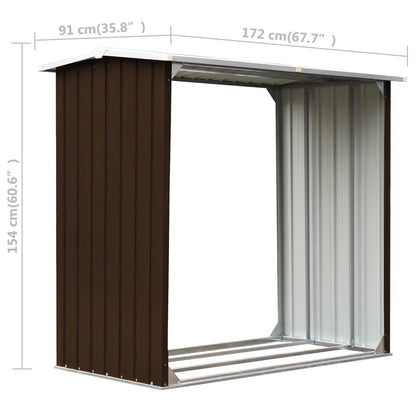 Vedskjul galvaniserat stål 172x91x154 cm brun