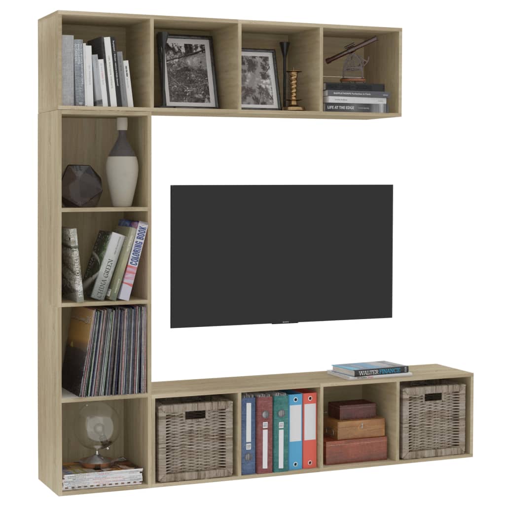 TV-taso sonoma tammi setti 180x30x180 cm 3 kpl