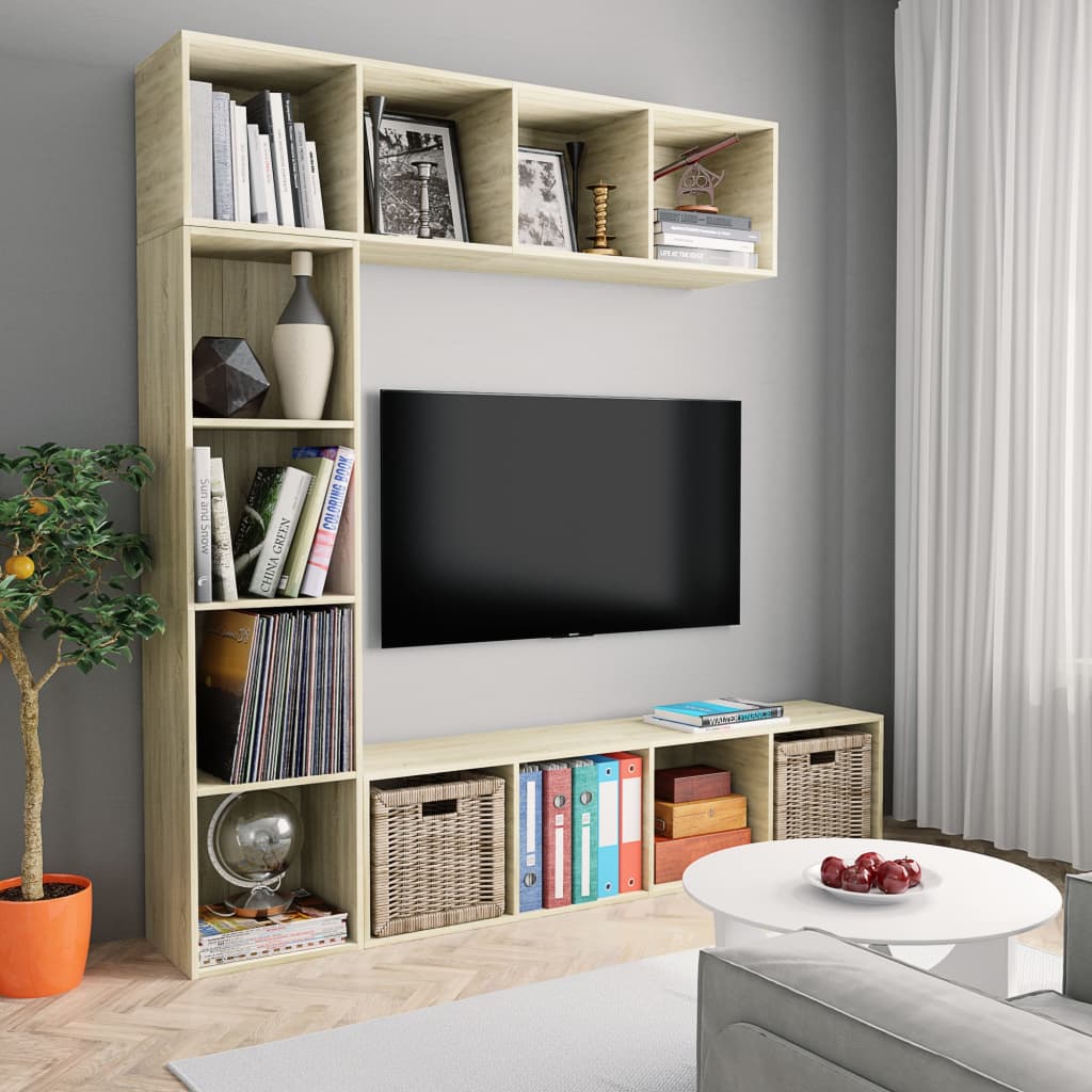 TV-taso sonoma tammi setti 180x30x180 cm 3 kpl