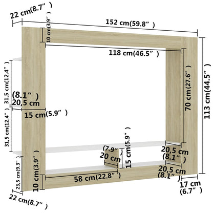 TV-möbel sonoma ek TV-bänk vit och 152x22x113 cm