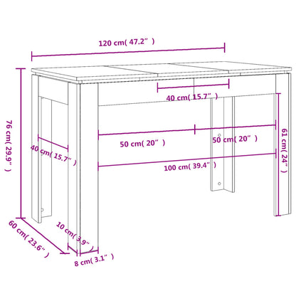 Matbord svart 120x60x76 cm