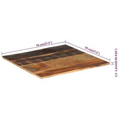 Bordsskiva massivt återvunnet trä Fyrkantig 70x70 cm 15-16 mm