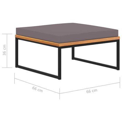 Fotpall Sittpall grå mörkgrå med dyna 66x66x36 cm trä