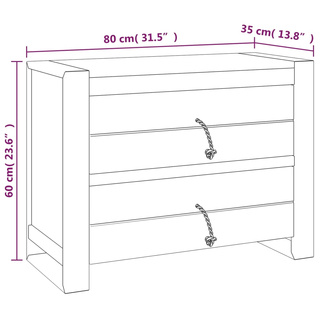 Skänk Trä 80x35x60 cm massiv teak