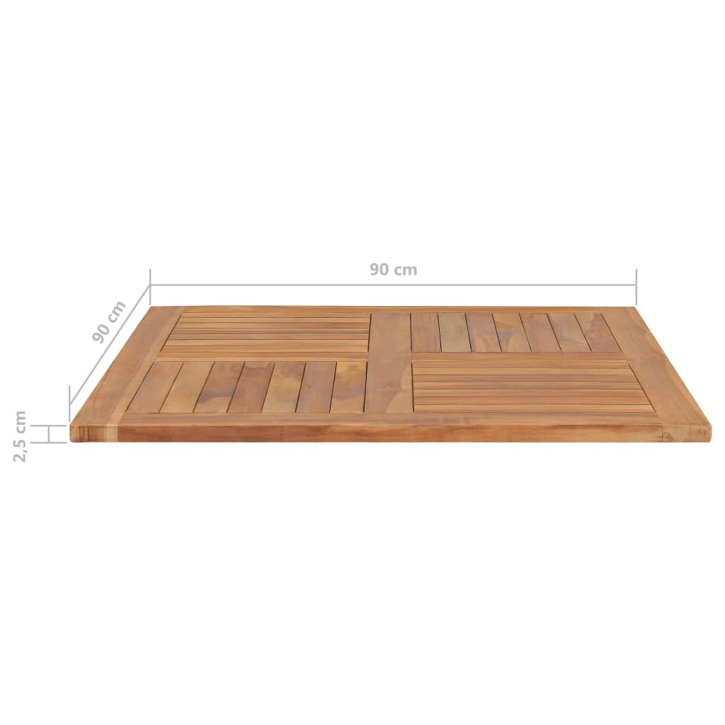 Bordsskiva massiv teak fyrkantig 90x90x2,5 cm