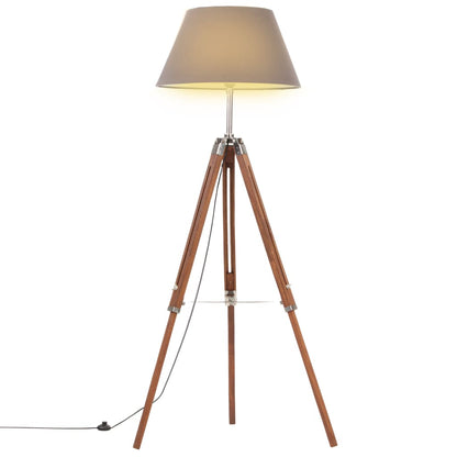 Golvlampa brun och grå massiv teak 141 cm