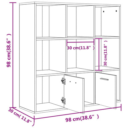 Kirjahylly betonin harmaa 98x30x98 cm