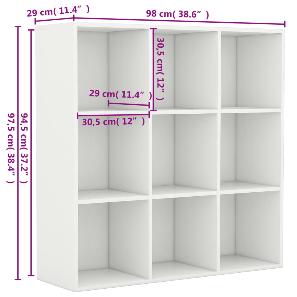 Bokhylla vit 98x29x97,5 cm