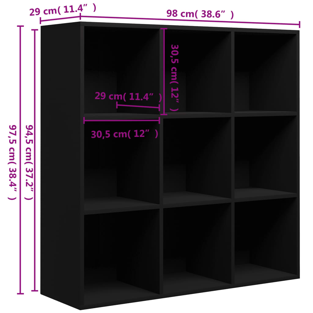 Kirjahylly musta 98x29x97,5 cm