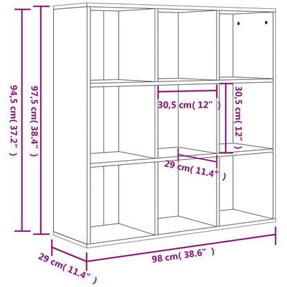 Kirjahylly betonin harmaa 98x29x97,5 cm