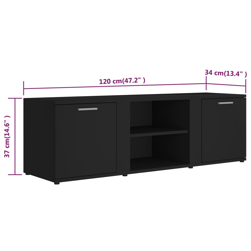 TV-möbel svart TV-bänk 120x34x37 cm