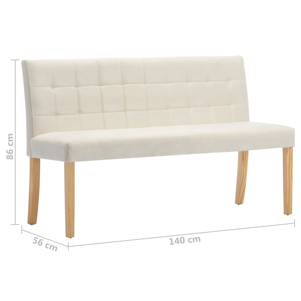 Sittbänk vit 140 cm sammet