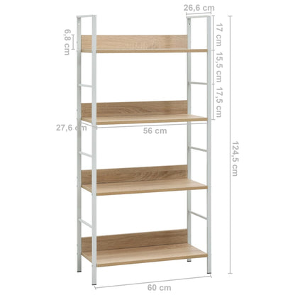 Kirjahylly luonnontammea 4 hyllyä 60x27,6x124,5 cm