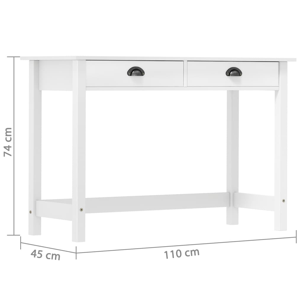 Avlastningsbord konsolbord massiv furu möbelserie HILL med 2 lådor natur 110x45x74 cm