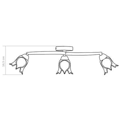 Taklampa med transparenta glasskärmar för 3 E14-lampor tulpan