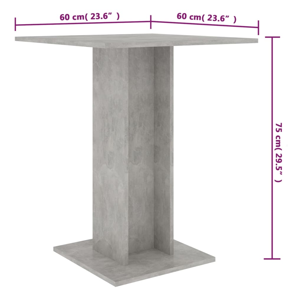 Baaripöytä Bistropöytä betonin harmaa 60x60x75 cm