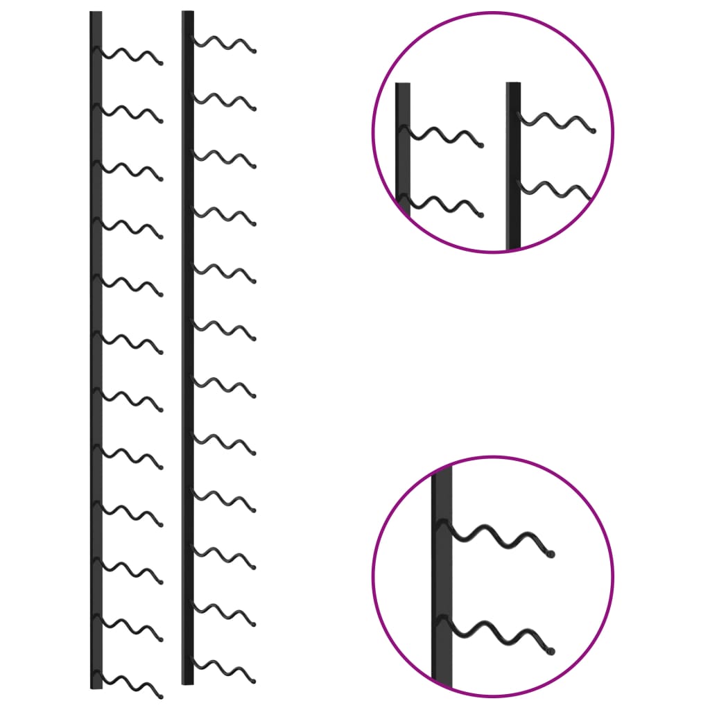 Viiniteline Seinäasennettu 24 pullolle mustaa rautaa