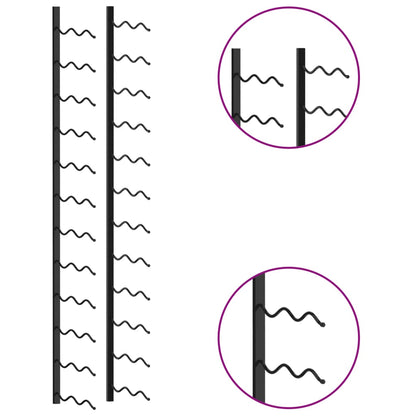 Viiniteline Seinäasennettu 24 pullolle mustaa rautaa
