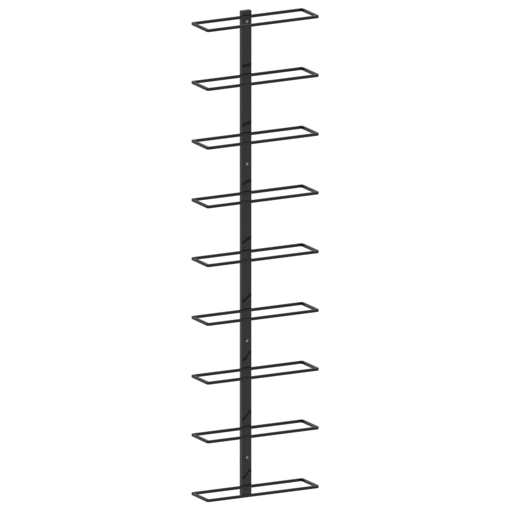 Viiniteline Seinäasennettu 9 pullolle mustaa rautaa