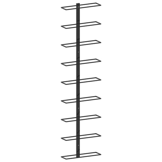 Viiniteline Seinäasennettu 9 pullolle mustaa rautaa