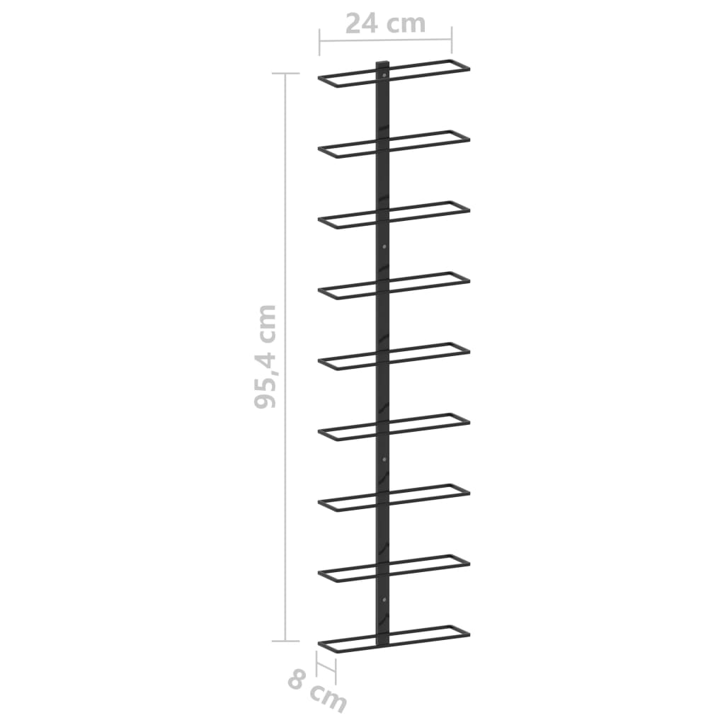 Viiniteline Seinäasennettu 9 pullolle mustaa rautaa