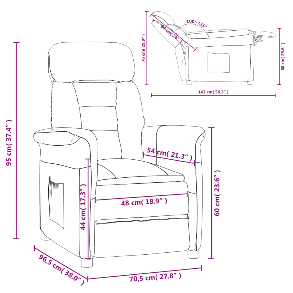 Nojatuoli Recliner taupe keinomokka