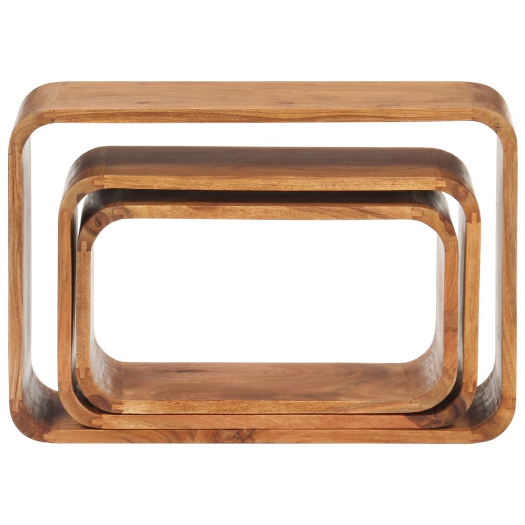 Sidobord Trä 3 delar massivt akaciaträ honungsfinish