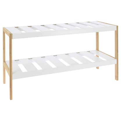 Skoställ Skoskåp vit beige med 2 nivåer 70x26x36 cm