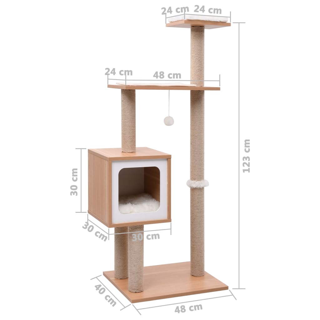 Kattmöbel mörkgrå Klösträd med klösmatta i sisal 123 cm