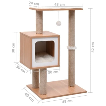 Kattmöbel mörkgrå Klösträd med klösmatta i sisal 82 cm