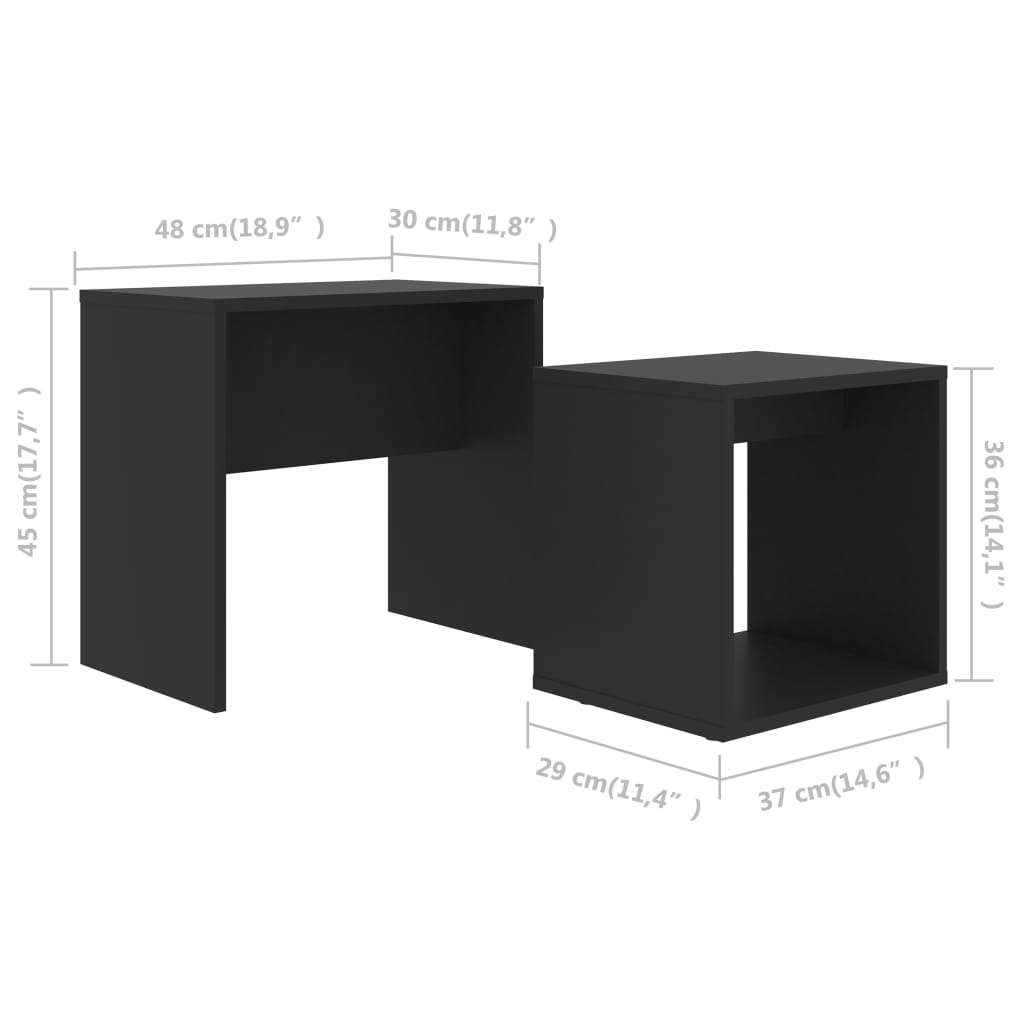 Soffbord svart set 48x30x45 cm